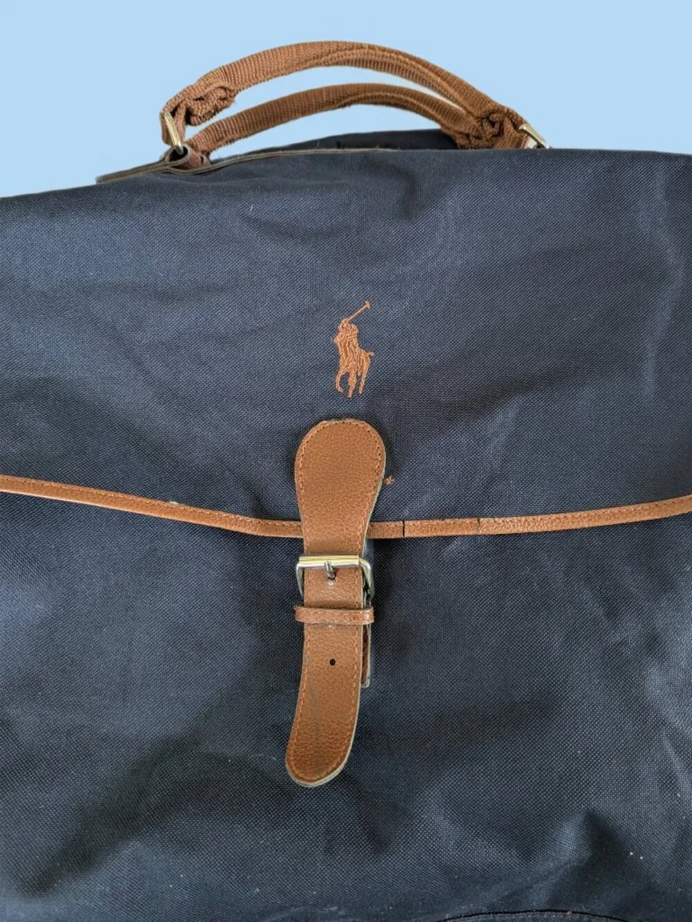 Polo Ralph Lauren Overnighter Duffel Bag - Retro 1990's - Rare Blue/Tan colors